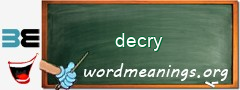 WordMeaning blackboard for decry